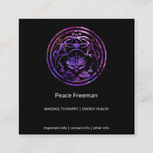Lotus Stillness Purple Mandala Design Square Business Card