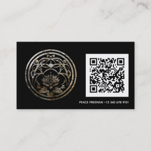 Lotus Stillness Silver Mandala Design Business Card