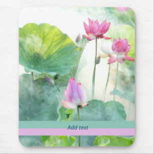 Lotus Summer, pastel watercolors, template, Mouse Pad