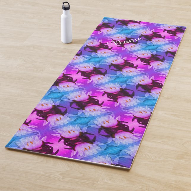 Lotus Water Lily Flower Abstract Art Personalized Yoga Mat (In Situ)
