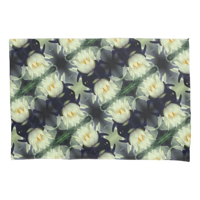 Lotus Water Lily Flower Pattern  Pillowcase (Front)