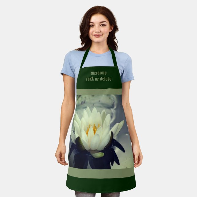 Lotus Water Lily Flower Personalized Apron (Worn)