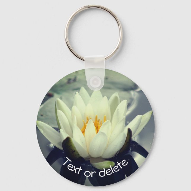Lotus Water Lily Flower Personalized Keychain (Front)