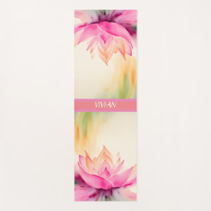 Lotus Watercolor Abstract Zen Design Yoga Mat