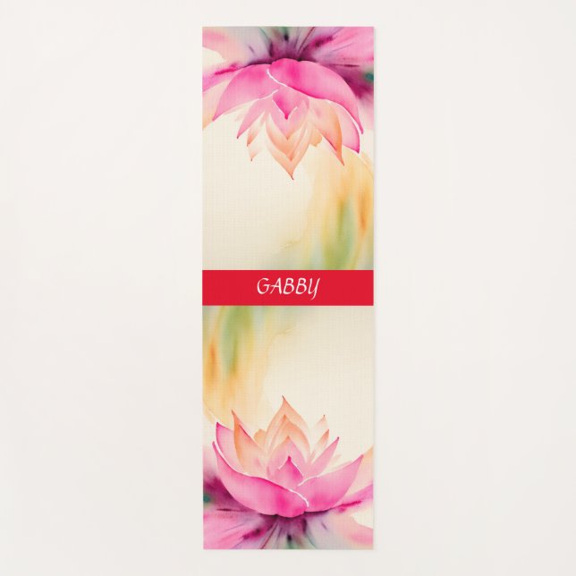 Lotus Watercolor Abstract Zen Design Yoga Mat (Front)