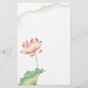 Lotus Watercolor  Stationery