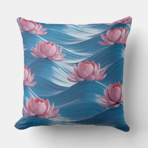 Lotus Wave Relief 3D Batik Motif Throw Pillow