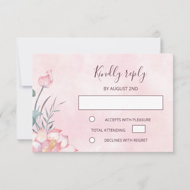 Lotus  Wedding RSVP Card (Front)