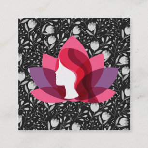 Lotus Woman Trendy Floral Pattern Square Business Card