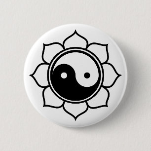 Lotus Yin Yang 2 Inch Round Button
