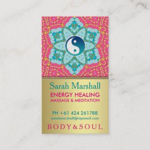 Lotus Yoga Aqua Pink Gold Carte de visite