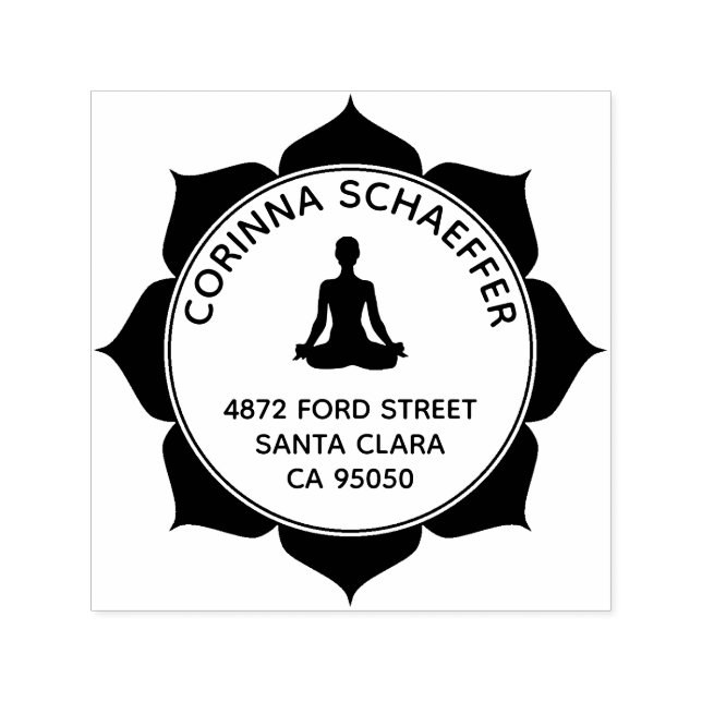 Lotus Yoga Custom Return Address Self Inking Stamp (Design)