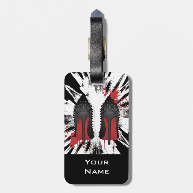 LOUBOUTIN with CRAZY background Luggage Tag (Back Vertical)