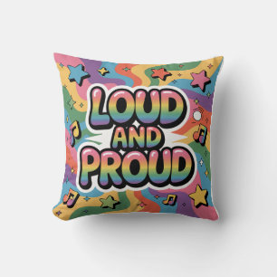 Loud and Proud – Colorful Psychedelic LGBTQ+ Ally Throw Pillow
