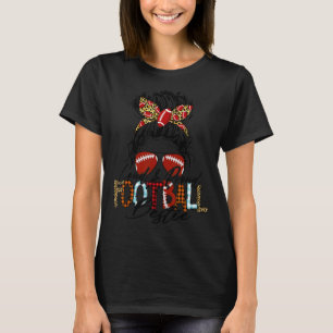 Loud And Proud Football Bestie Bleached Messy Bun T-Shirt