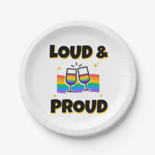 Loud and Proud LGBT Pride Rainbow Glasses Paper Plate