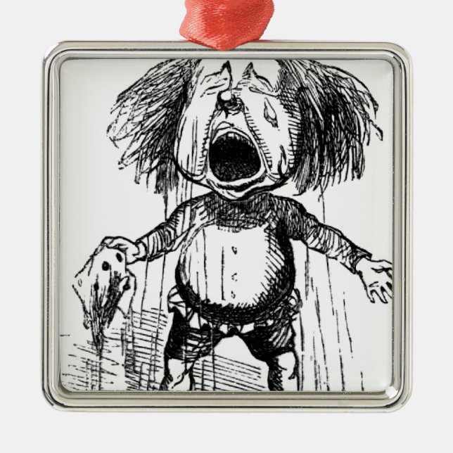 Loud Crying Boy Funny Cartoon Drawing Tears Metal Ornament (Front)