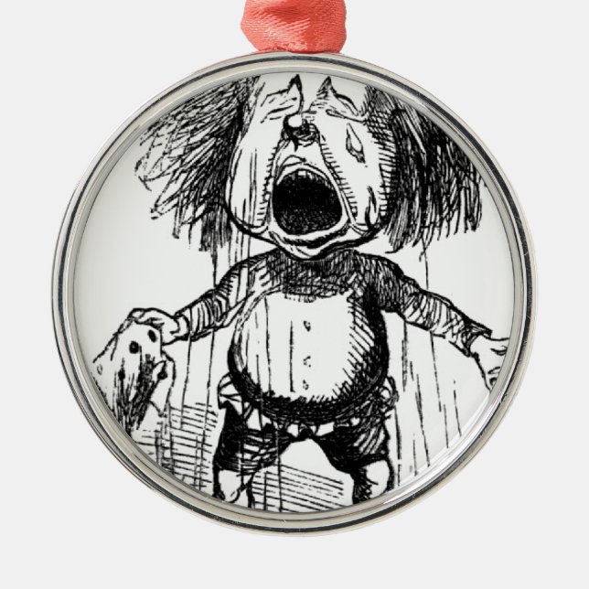 Loud Crying Boy Funny Cartoon Drawing Tears Metal Ornament (Front)