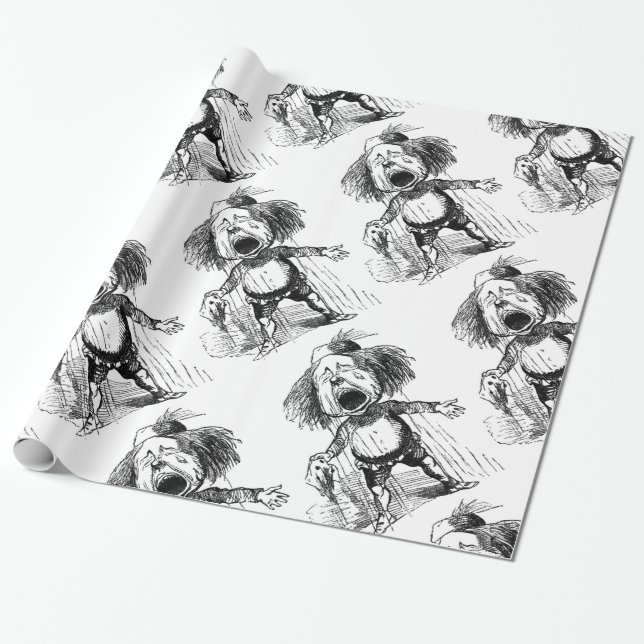Loud Crying Boy Funny Cartoon Drawing Tears Wrapping Paper (Unrolled)