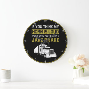 Loud Horn Jake Brake Trucker Large Clock