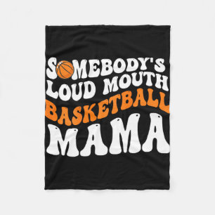 Loud Mouth Basketball Mama Retro Wavy Groovy  Fleece Blanket