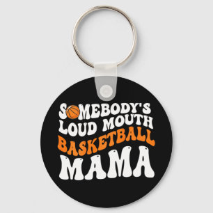 Loud Mouth Basketball Mama Retro Wavy Groovy Keychain