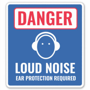 Loud noise danger sign. Ear protection required