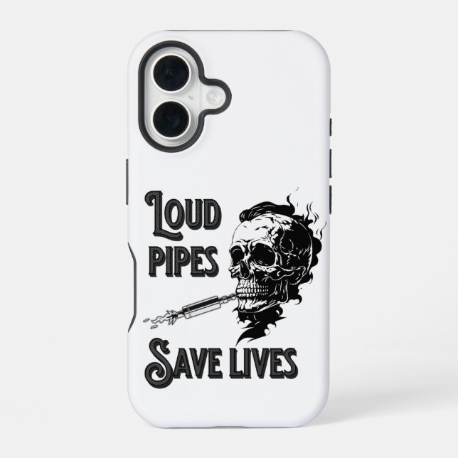 Loud pipes save lives iPhone 16 case (Back)