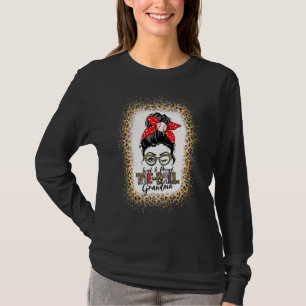 Loud & Proud Ball Grandma Messy Bun Mom Leopard Bl T-Shirt