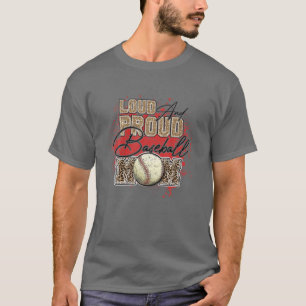 Loud Proud Baseball Mom Leopard Softball Player Mo T-Shirt