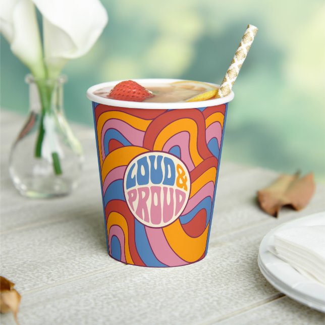 Loud & Proud l Retro Vintage colourful  Paper Cups (Insitu)