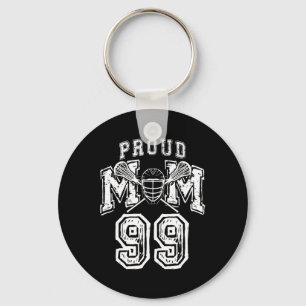 Loud Proud Lacrosse Mom Number Player 99 Mama Fami Keychain