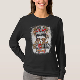 Loud & Proud Soccer Mom Messy Bun Mothers Leopard T-Shirt
