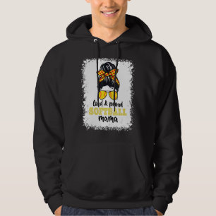 Loud & Proud Softball Mama Leopard Bleached Messy Hoodie