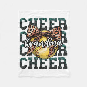 Loud Proud Sport Softll Cheer Grandma Leopard Bow  Fleece Blanket