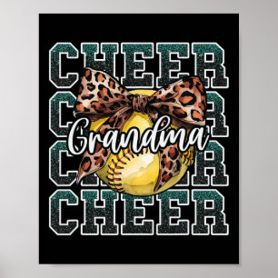 Loud Proud Sport Softll Cheer Grandma Leopard Bow Poster