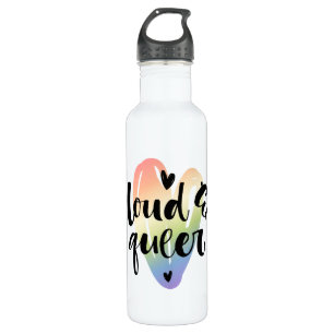 Loud & Queer   Watercolor Heart 710 Ml Water Bottle