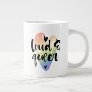 Loud & Queer Watercolor Heart Large Coffee Mug
