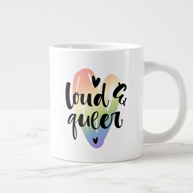 Loud & Queer | Watercolor Heart Large Coffee Mug (Right)