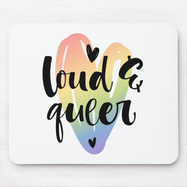 Loud & Queer | Watercolor Heart Mouse Pad (Front)