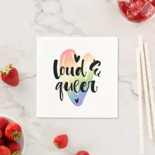 Loud & Queer   Watercolor Heart Napkin