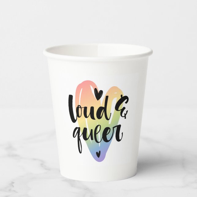 Loud & Queer | Watercolor Heart Paper Cups (Left)