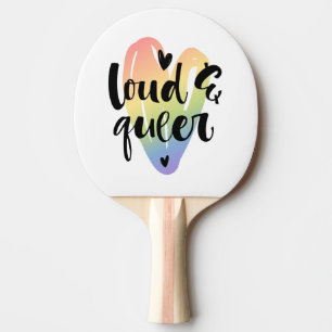 Loud & Queer   Watercolor Heart Ping Pong Paddle