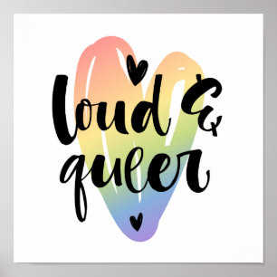 Loud & Queer   Watercolor Heart Poster