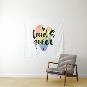 Loud & Queer   Watercolor Heart Tapestry