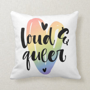 Loud & Queer Watercolor Heart Throw Pillow