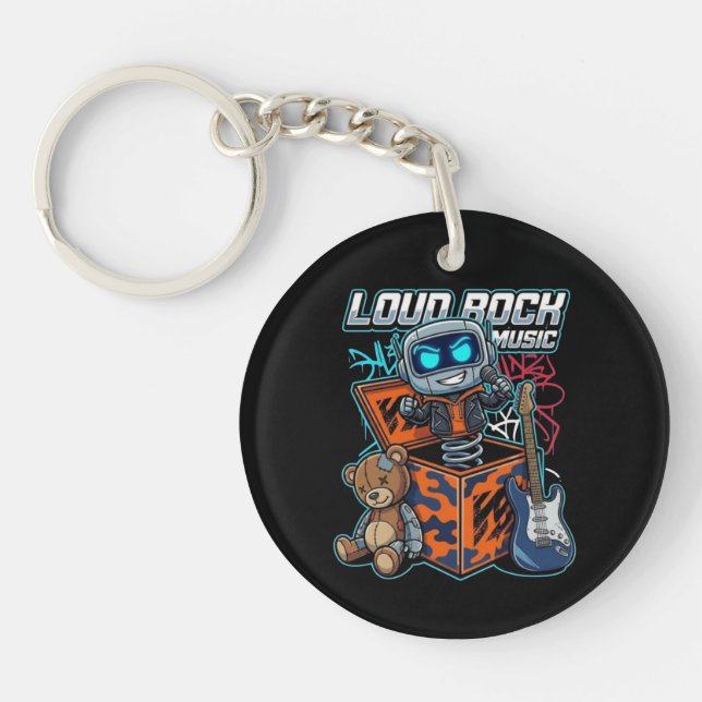 Loud Rock Music Robot Keychain (Front)