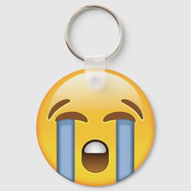 Loudly Crying Face Emoji Keychain (Front)