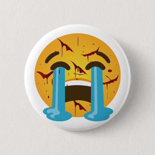 Loudly crying face - Sobbing, sad tears, crying 2 Inch Round Button (Front)