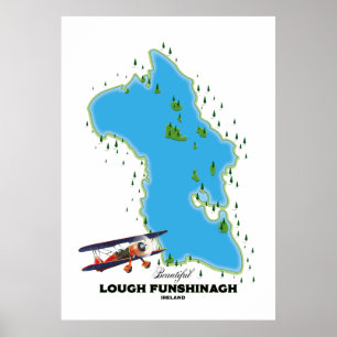 Lough Funshinagh Ireland travel poster. Poster